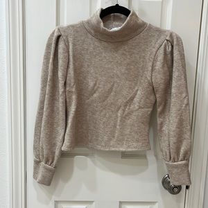 Crop tan mock turtle neck sweater
